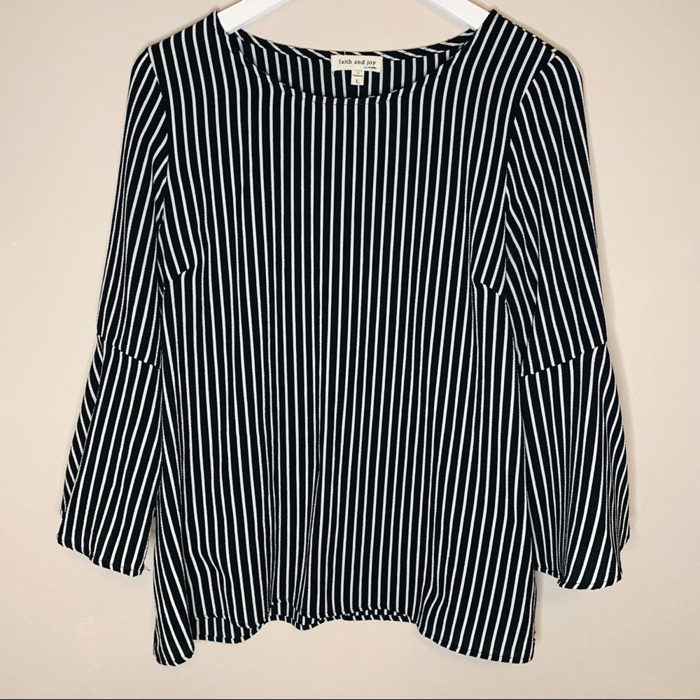 Faith and Joy Monochrome Striped Blouse